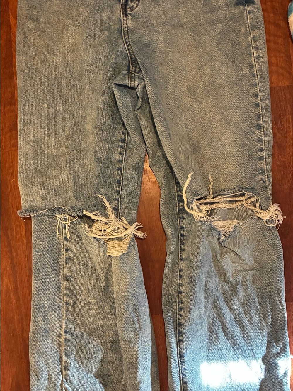 SO Faded Blue Ripped Flare Jeans